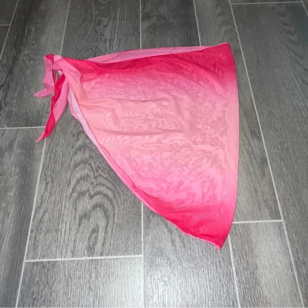 Pink Ombre Sarong Wrap Skirt Swimsuit Coverup
